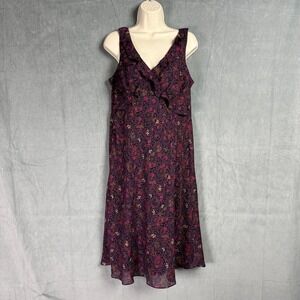 Scarlett Purple Floral Ruffle Boho Vintage-inspired Juniors Midi Dress Sz 13/14